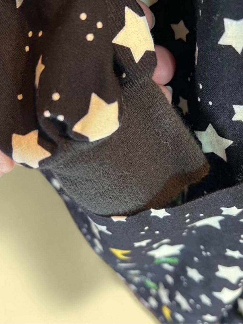 ⭐️Tafford Black Scrub Shirt with White Star & Moon Print • Nightshirt • Vintage - Picture 4 of 6